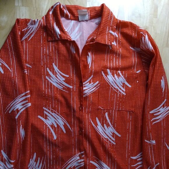 Vintage 70s Brush Stroke Dots Polyester Disco Shirt - Picture 2 of 6